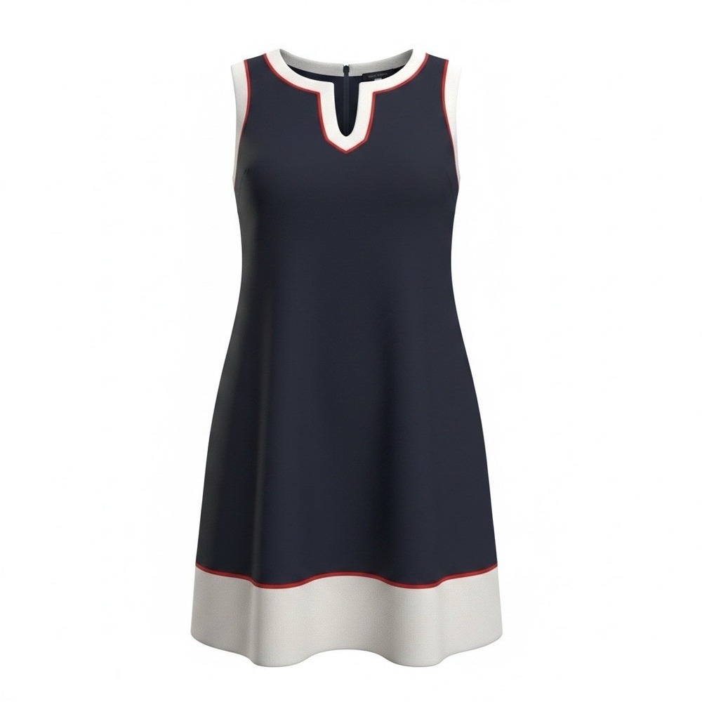 Tommy Hilfiger Fit & Flare Knee Dress Womens 16 Blue White Red A1CC18US NWT